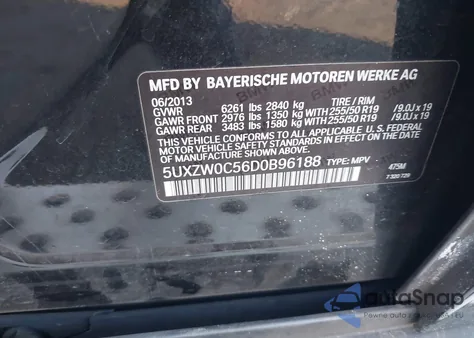 2013 BMW X5 xDrive35D из США, поврежденный, VIN 5UXZW0C56D0B96188